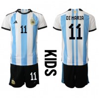 Camisa de time de futebol Argentina Angel Di Maria #11 Replicas 1º Equipamento Infantil Mundo 2022 Manga Curta (+ Calças curtas)